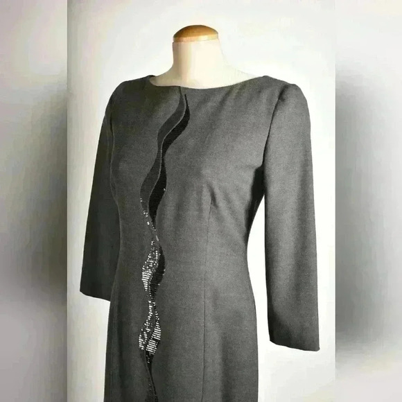 ALBERTA FERRETTI Grey Wool  Sequin 3/4 Sleeve Knee Length Tunic Dress 6US Italy - Picture 5 of 12